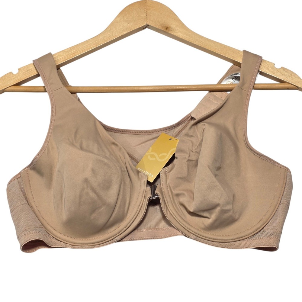Delimira Posture Bra Women 38C Beige Front Close Full Coverage Underwire W698
